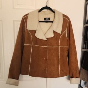Blanc Noir Brown Faux Suade Jacket Size XL